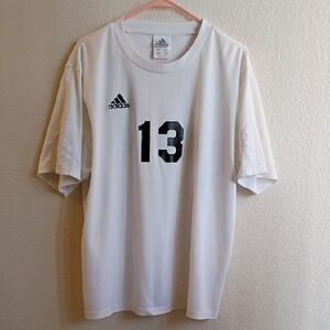 Vintage adidas Men’s White Soccer Jersey with Black Number 13